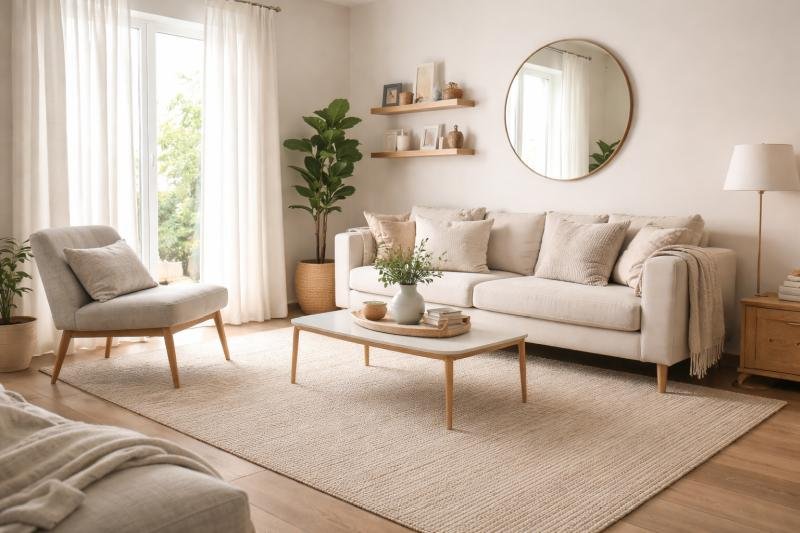neutral light airy small living room that appears larger after applying 10 easy changes